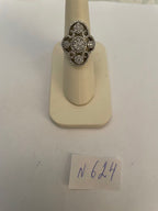 White Brilliant Diamonds Symbol Halo Pave Set 14K White Gold Statement Ring