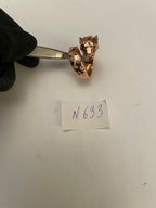 Leopard Jaguar Panther Lion Diamond Emerald 14K Rose Gold Statement Animal Ring