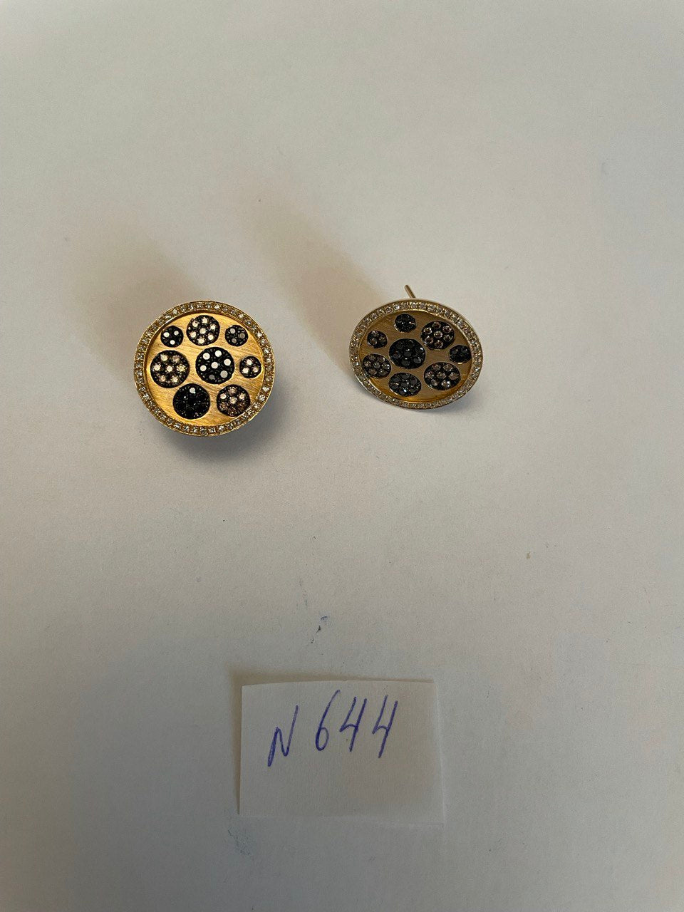 Diamond Pave Galaxy Solar Universal 14K Yellow Gold Statement Unique Earrings