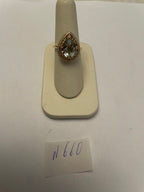 Pear Teardrop Shape Green Amethyst Prasiolite Diamonds Halo Gold Cocktail Ring