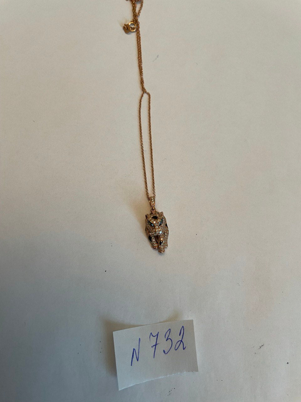 Panther Leopard Jaguar Lion 14K раушан алтын жасыл зүбәржат көз алқасы