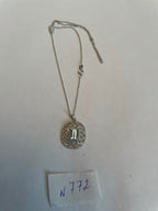 Blue Aquamarine Leaf Leaves Wreath Diamond Halo 14K White Gold Pendant Necklace
