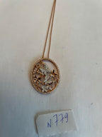 Butterfly Butterflies Diamond Pave Set 14K Rose Gold Pendant Medallion Necklace