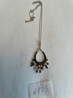 Black & White Diamonds Pave 14K White Gold Chandelier Tassel Pendant Necklace