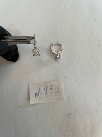 Diamonds Round Shape Pave Set Cluster Halo 14K White Gold Huggie Earrings