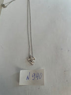 Fleur-de-lis Symbol Lily Floral Flower Diamond Motif White Gold Pendant Necklace