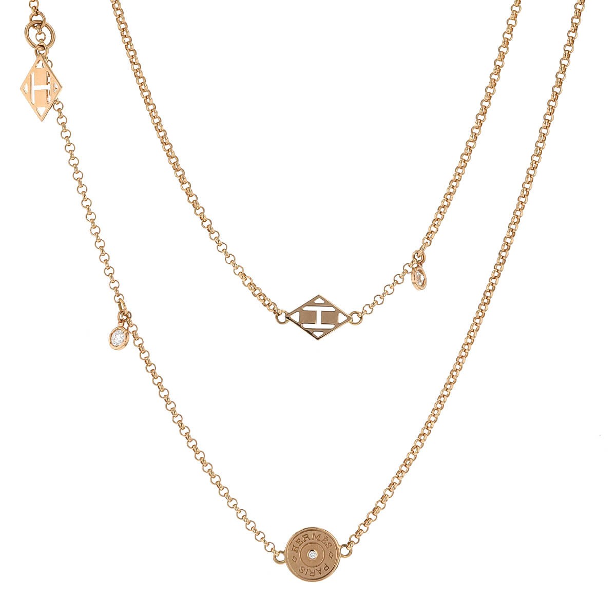 Hermes Gambade Diamonds &amp; 18K Rose Gold Long Lariat Necklace