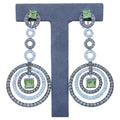Green Peridot Faceted Square White & Brown Diamond 18K White Black Gold Earrings
