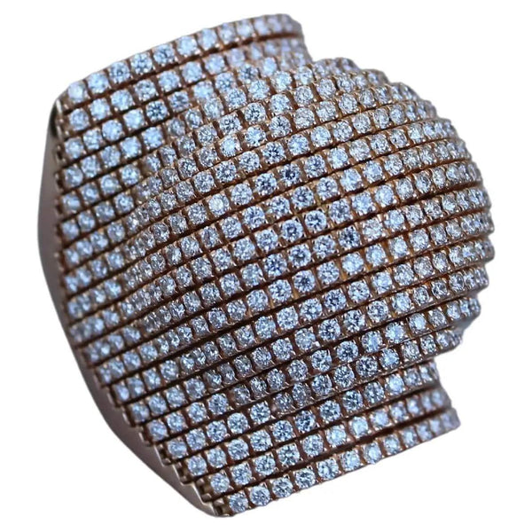 Palmiero Unique White Diamond Brilliant Pave 18 Karat Rose Gold Unique Dome Ring