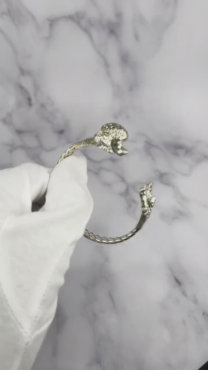 925 Sterling Silver Dog Puppy Animal Nature Hug Poodle Statement Bracelet Cuff B