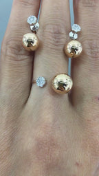 Illusion Set Pave Set White Diamonds Geometric Sphere Globes 18 Karat Yellow Gol