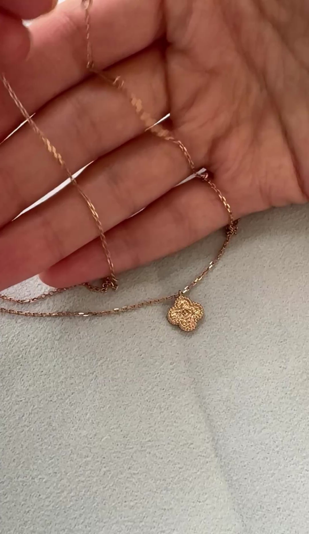 Van Cleef &amp; Arpels Sweet Alhambra Hammered 1 Motif 18K Rose Gold Pendant Necklace