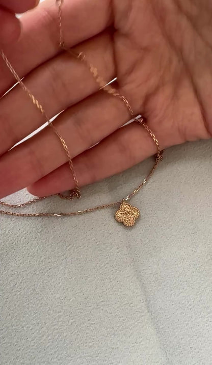 Van Cleef &amp; Arpels Sweet Alhambra Hammered 1 Motif 18K Rose Gold Pendant Necklace