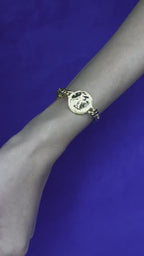 Genuine Vintage American USA Dollar Coin Curb Link Yellow Gold Vermeil Sterling 