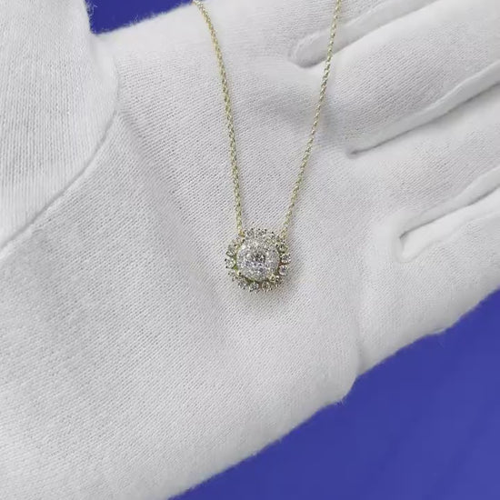 Round Shape Brilliant Cut Sunflower Flora Sun Ray Illusion Set Halo Set Pave Set