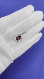 Pear Drop Shape Brilliant Cut Rubellite Pink Tourmaline Halo Set Diamond 14 Kara