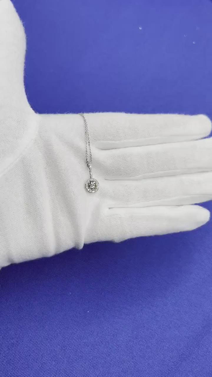 Round Shape Brilliant Cut Solitaire Diamond Pave Halo Set 14 Karat White Gold Da