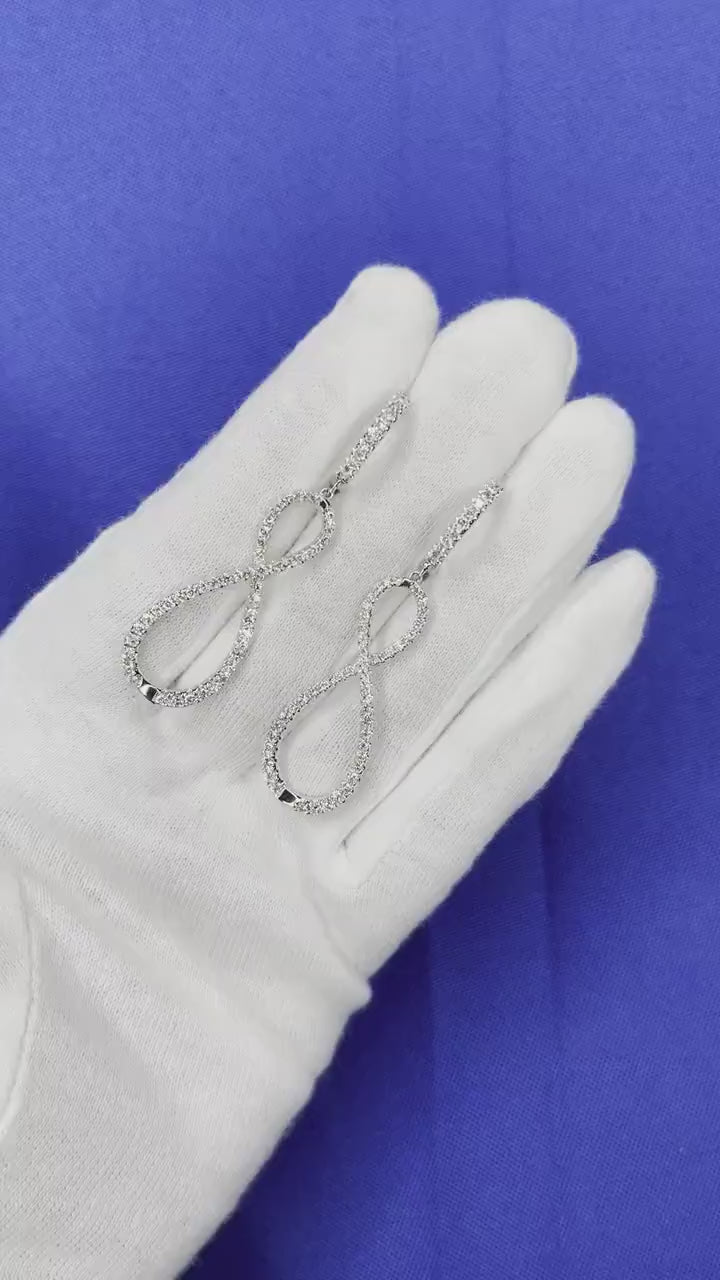 2.5 Carat Fancy Round Pear Shape Brilliant Cut Diamond Hoop 14 Karat White Gold 