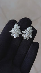 Fancy Shape Brilliant Cut Pear Marquise Diamond Cluster 18K White Gold Earrings