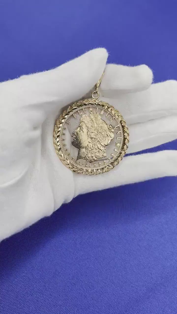 Vintage American Dollar Lady Liberty Genuine Coin White Rose Gold Vermeil Sterli