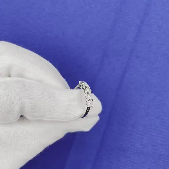 Round Shape Brilliant Cut Silvery White Diamond 5 Stone Eternity 1 Carat Stackab
