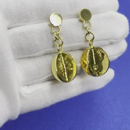 Vintage Genuine Real Dollar Coin Yellow Gold Vermeil Sterling Silver Charm Drop 