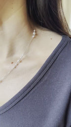 14 Karat White Gold White Silver Akoya Pearl Bead Layer Dainty Classic Beautiful