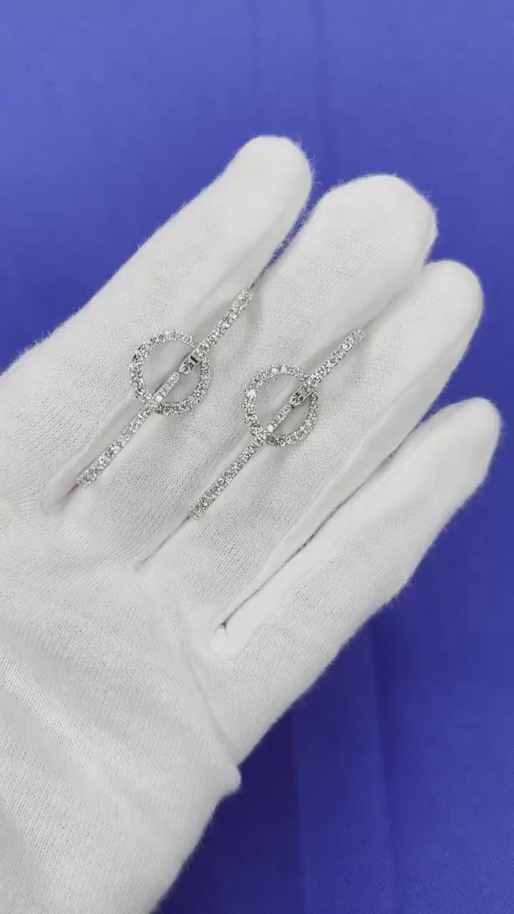 2.5 Carat Fancy Round Pear Shape Brilliant Cut Diamond Hoop 14 Karat White Gold 