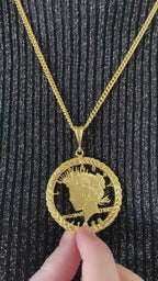 Genuine Vintage American USA Dollar Coin Lady Liberty Yellow Gold Vermeil Sterli
