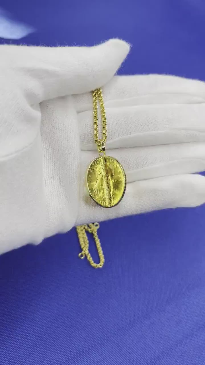 American USA Vintage Dollar Coin Curb Link Yellow Gold Vermeil Sterling Silver C