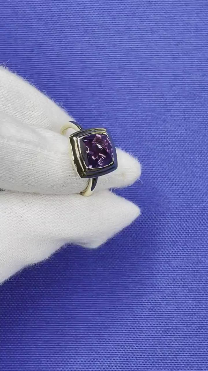 Amethyst Sugarloaf Cabochon Mountain Pyramid Cone Cocktail Statement Solitaire 1