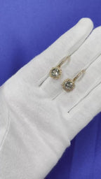 Round Shape Brilliant Cut Green Amethyst Prasiolite with Halo Set White Diamonds