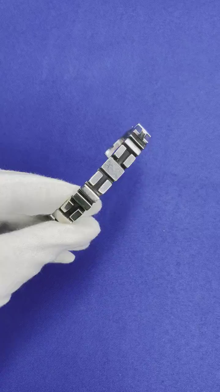 Geometric Simple Modern Statement 925 Sterling Silver Wide Cuff Bangle Bracelet